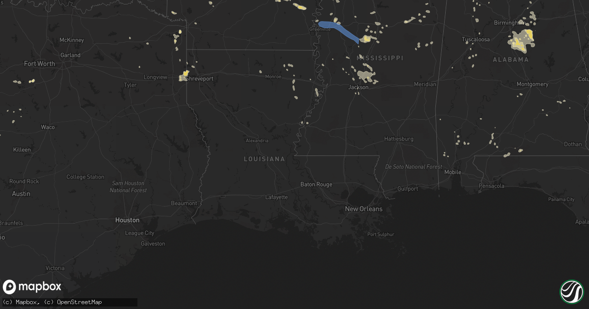 Hail map in Louisiana on July 9, 2022