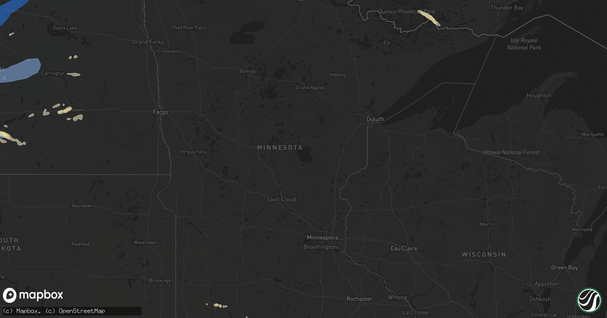 Hail map in Minnesota on July 9, 2022