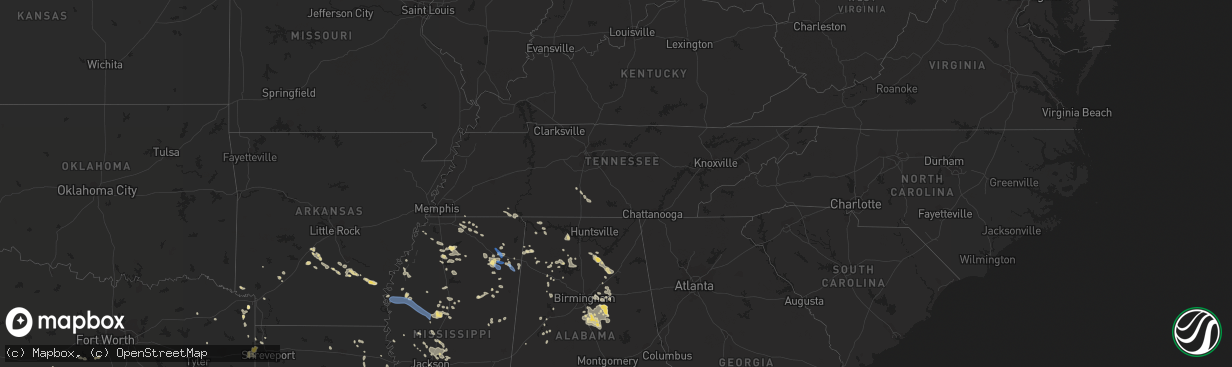 Hail map in Tennessee on July 9, 2022