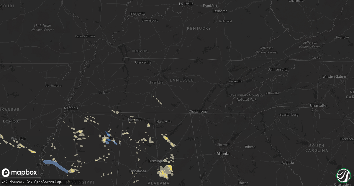 Hail map in Tennessee on July 9, 2022