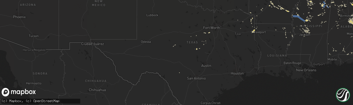 Hail map in Texas on July 9, 2022