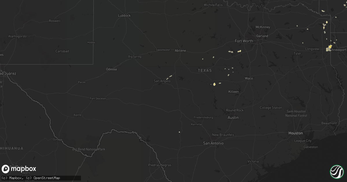 Hail map in Texas on July 9, 2022
