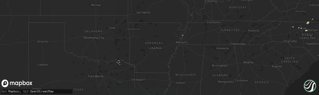 Hail map in Arkansas on July 9, 2023