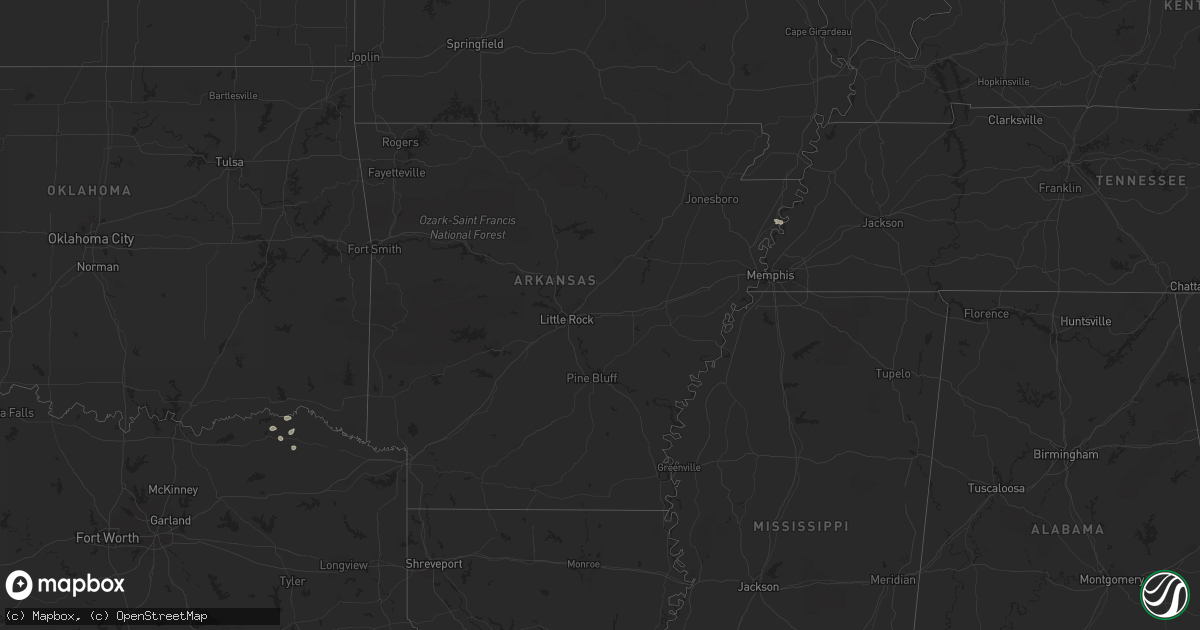 Hail map in Arkansas on July 9, 2023