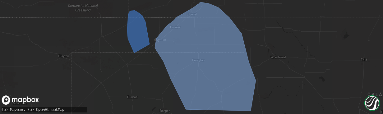 Hail map in Beaver, OK on July 9, 2023