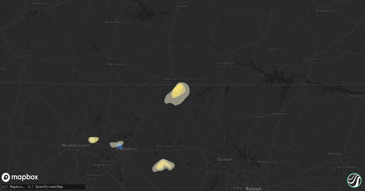 Hail map in Blanch, NC on July 9, 2023