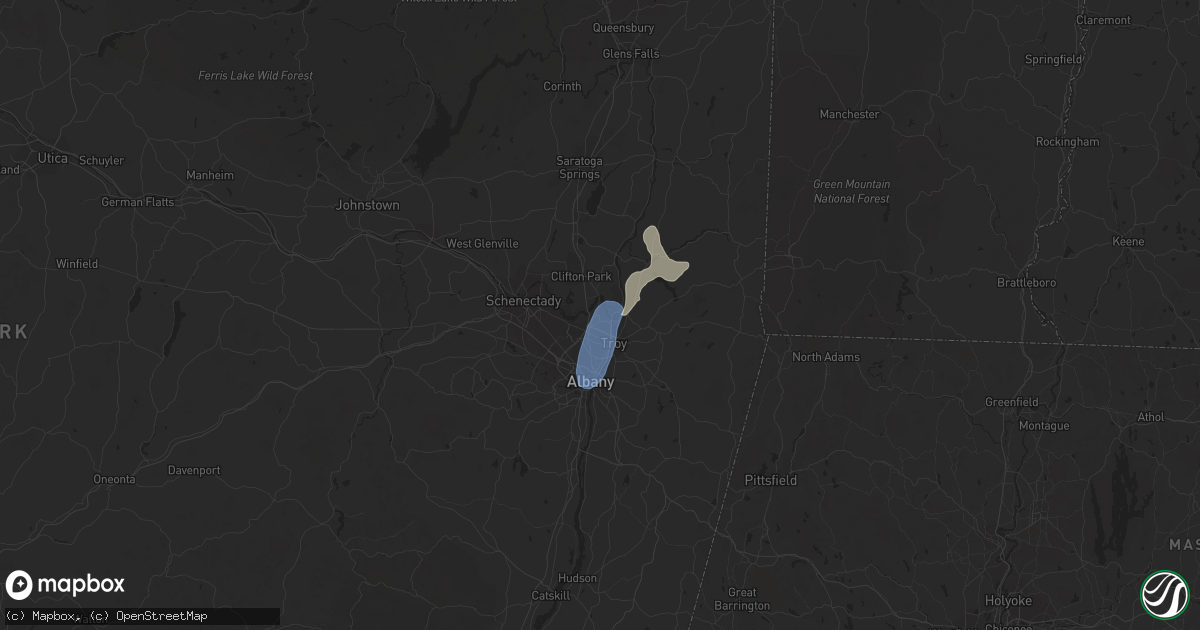 Hail map in Cohoes, NY on July 9, 2023