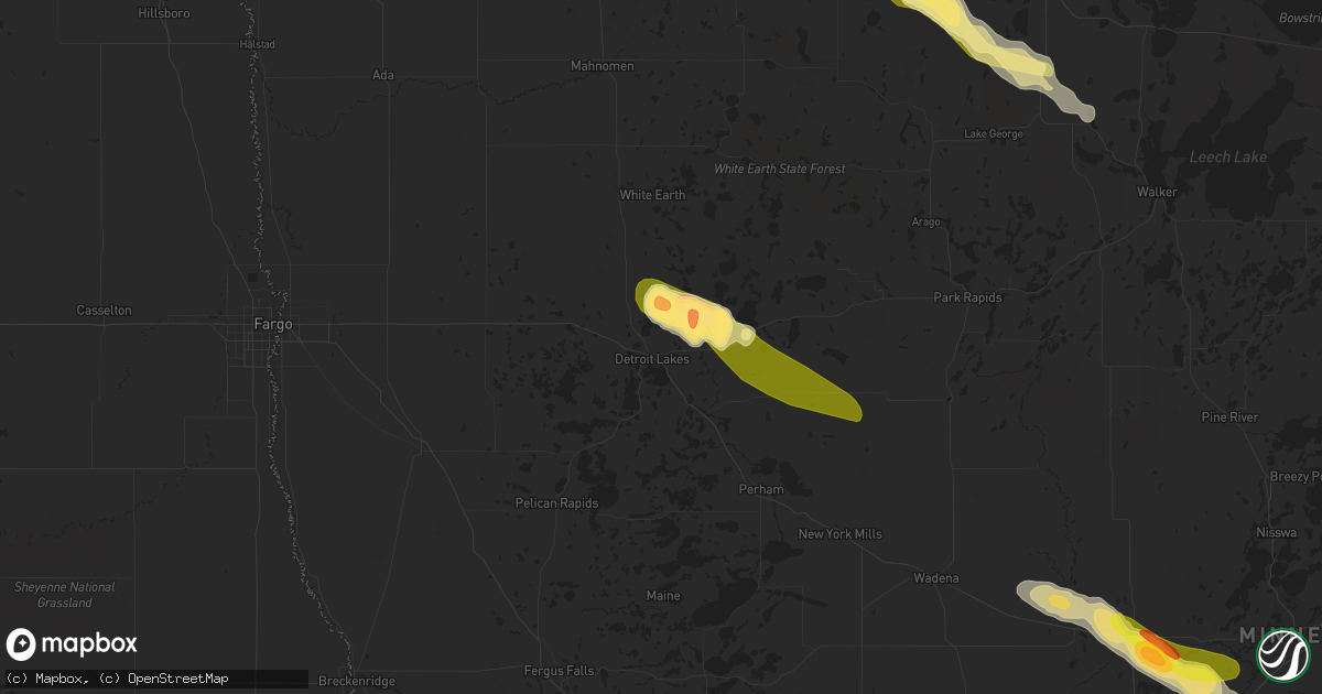 Hail map in Detroit Lakes, MN on July 9, 2023