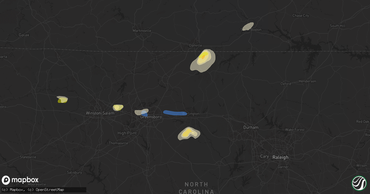 Hail map in Elon, NC on July 9, 2023