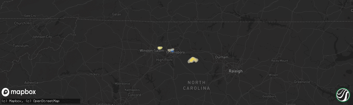 Hail map in Greensboro, NC on July 9, 2023