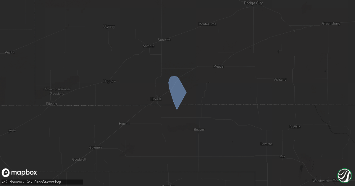 Hail map in Hugoton, KS on July 9, 2023