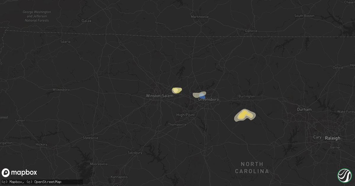 Hail map in Kernersville, NC on July 9, 2023