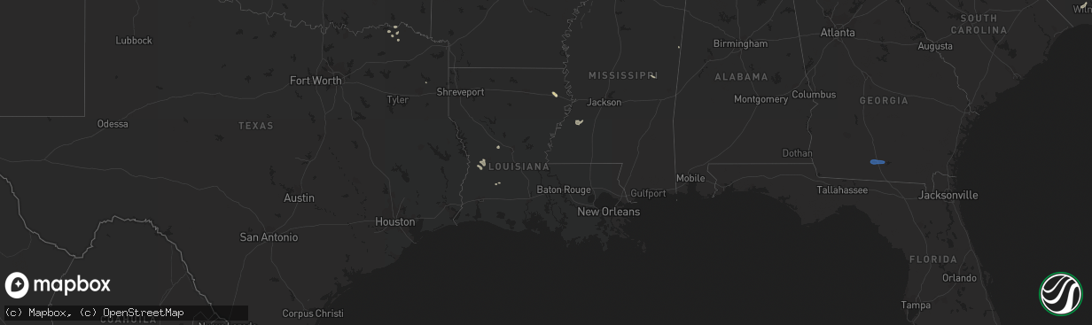 Hail map in Louisiana on July 9, 2023