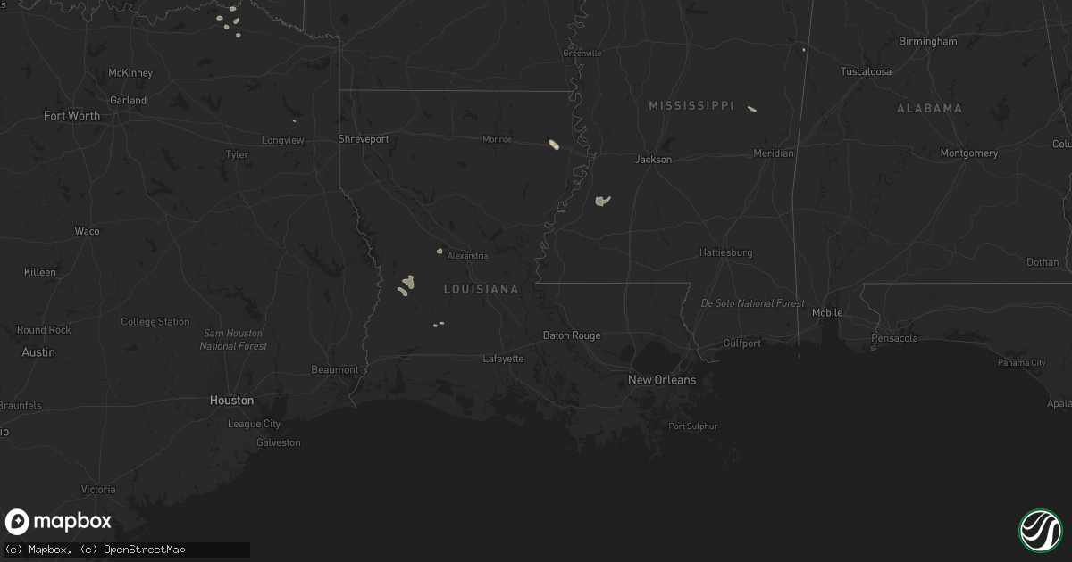 Hail map in Louisiana on July 9, 2023