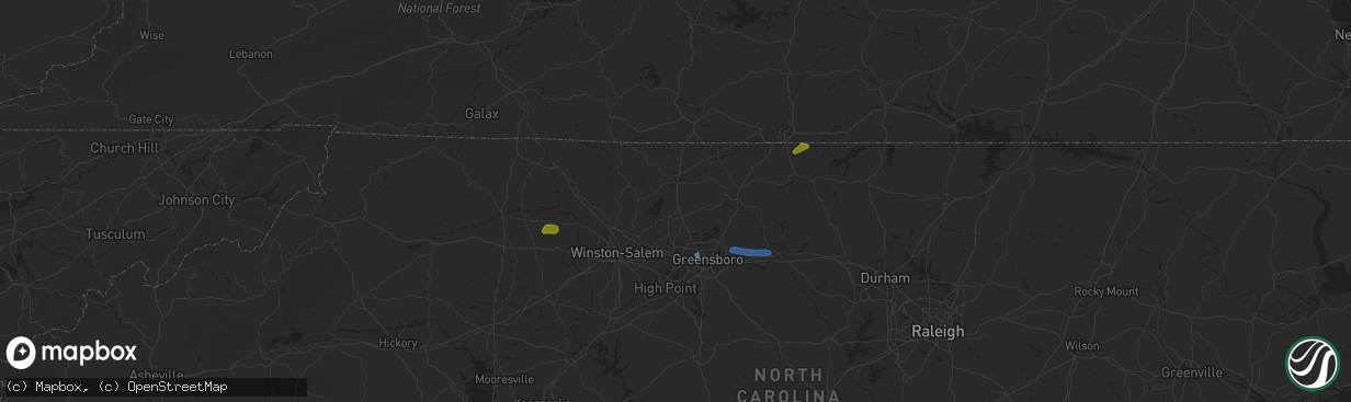 Hail map in Milton, NC on July 9, 2023