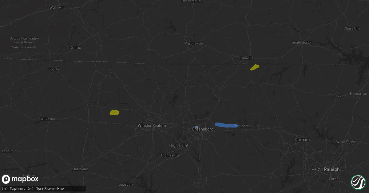 Hail map in Milton, NC on July 9, 2023