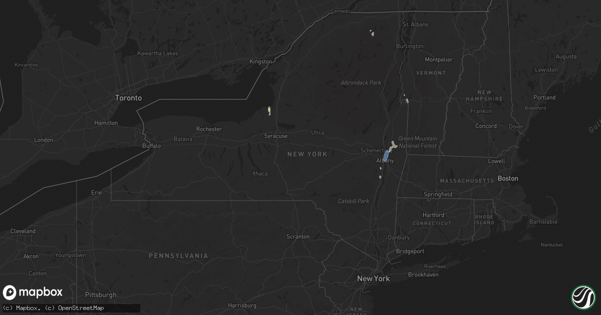 Hail map in New York on July 9, 2023
