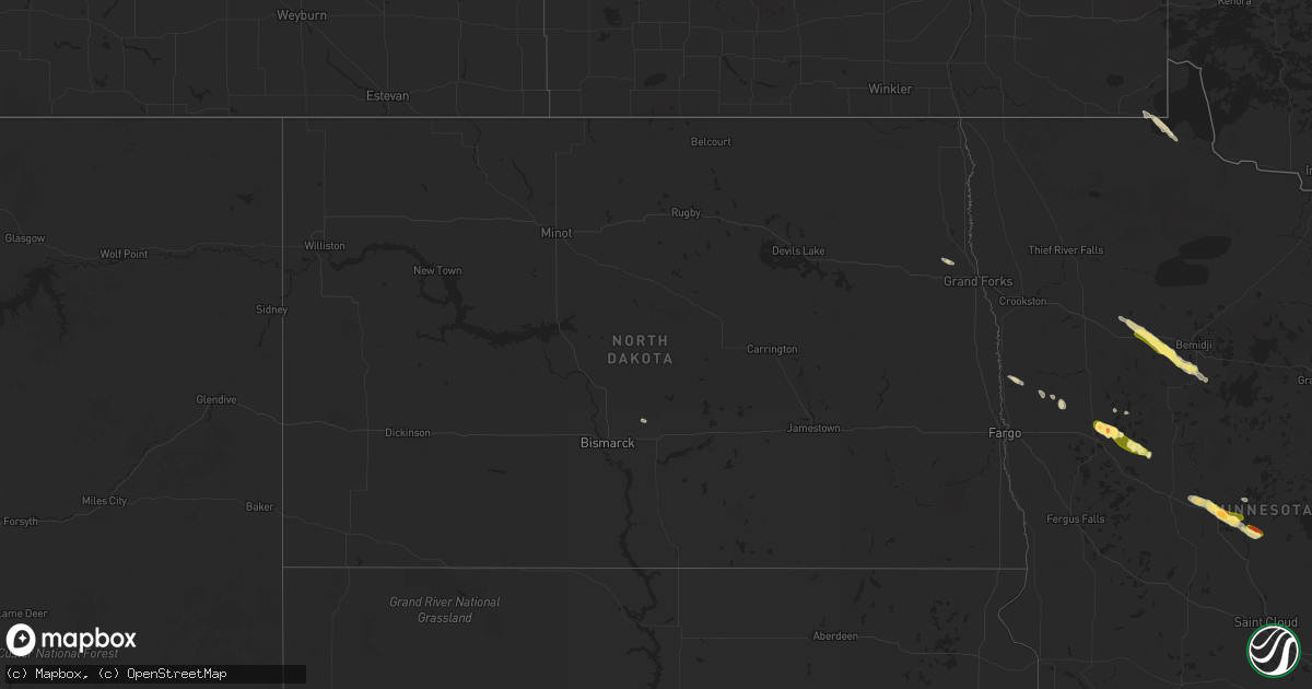 Hail map in North Dakota on July 9, 2023