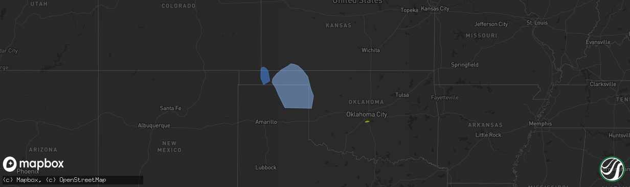 Hail map in Oklahoma on July 9, 2023