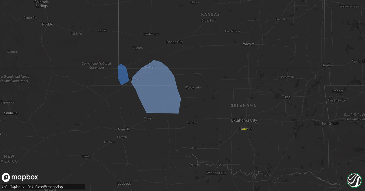 Hail map in Oklahoma on July 9, 2023