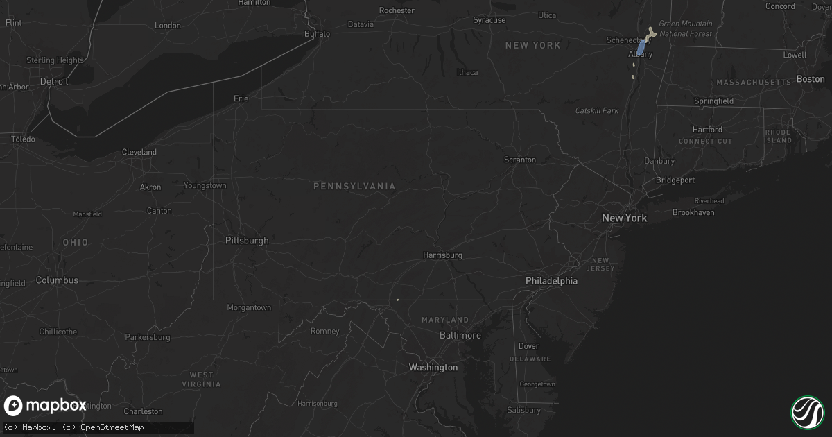 Hail map in Pennsylvania on July 9, 2023