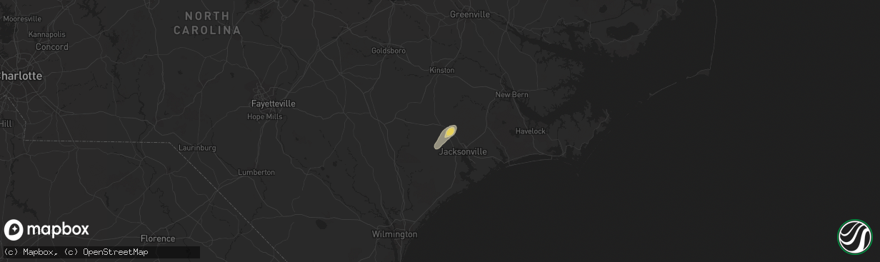 Hail map in Richlands, NC on July 9, 2023