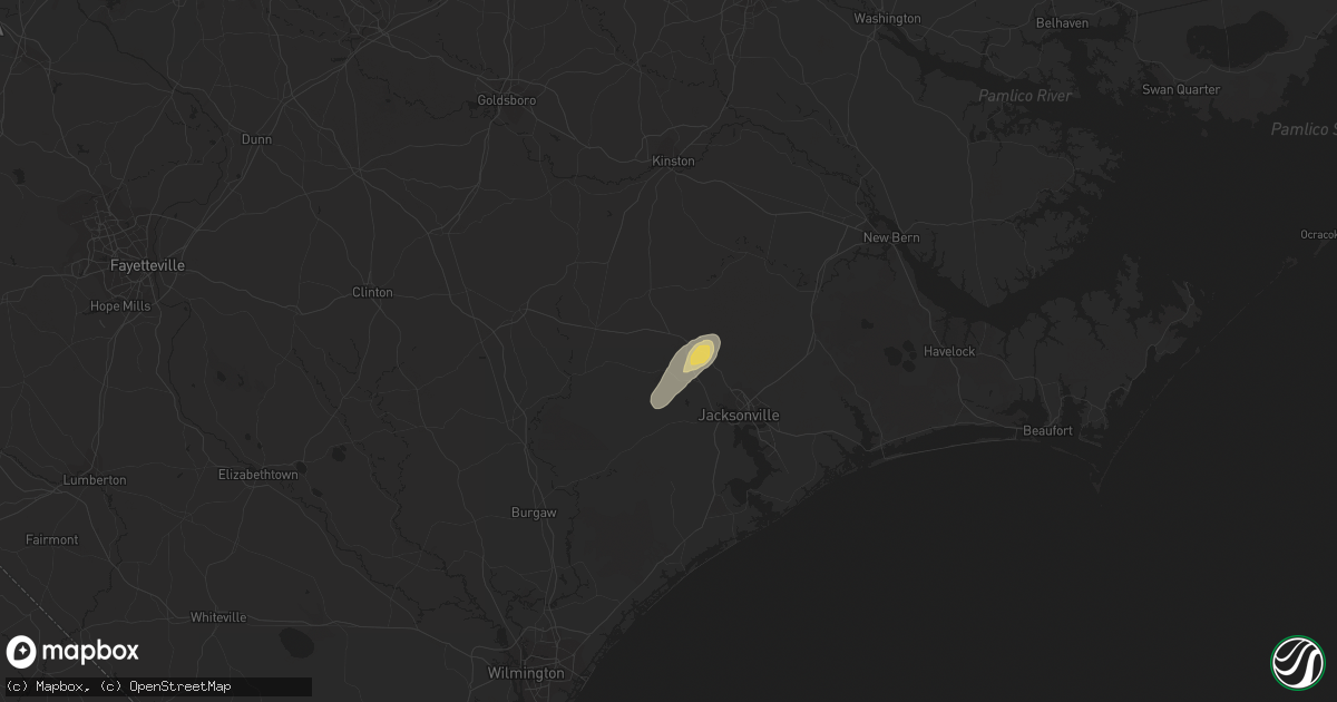 Hail map in Richlands, NC on July 9, 2023