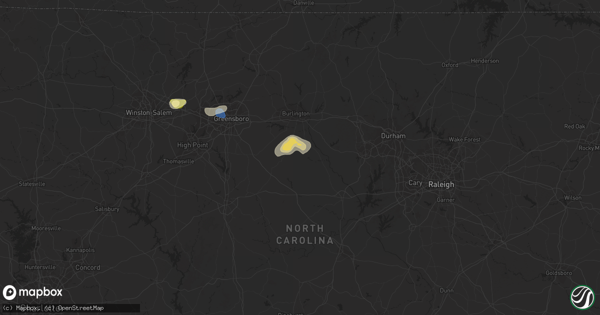 Hail map in Snow Camp, NC on July 9, 2023