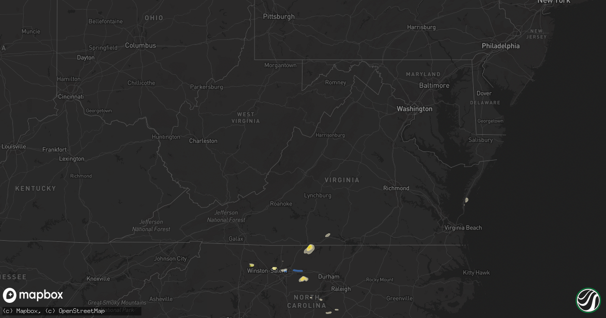 Hail map in Virginia on July 9, 2023