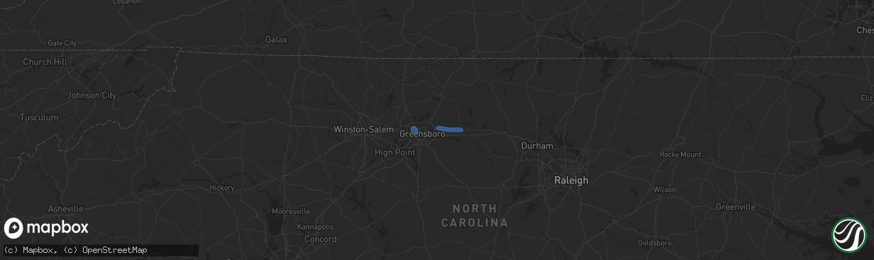 Hail map in Whitsett, NC on July 9, 2023