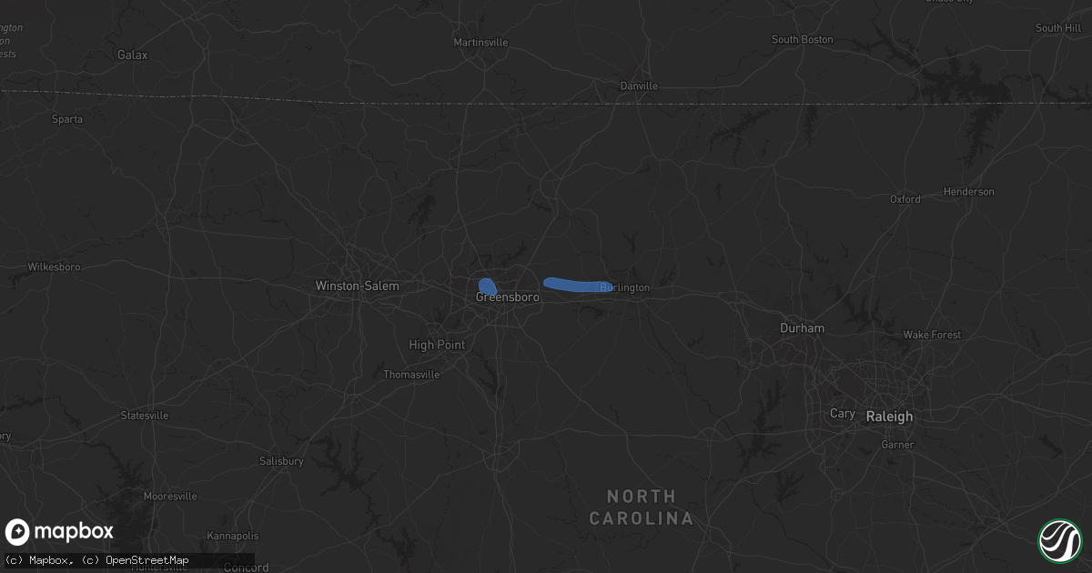 Hail map in Whitsett, NC on July 9, 2023