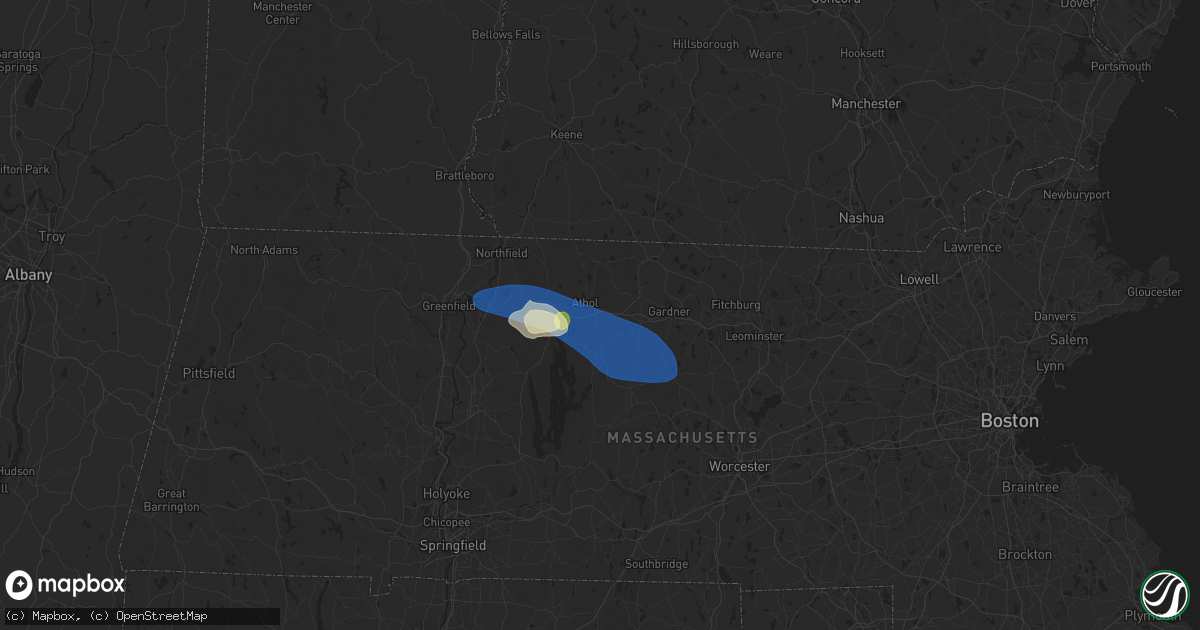 Hail map in Athol, MA on July 9, 2024