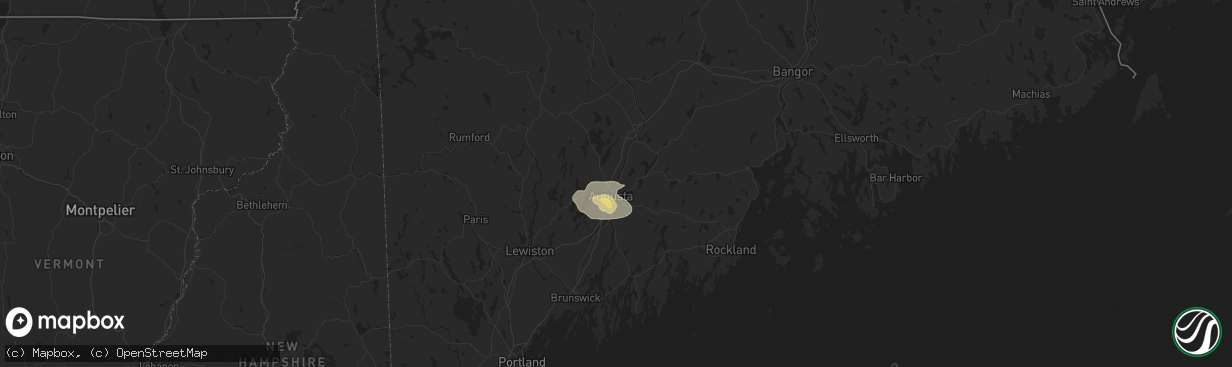 Hail map in Augusta, ME on July 9, 2024