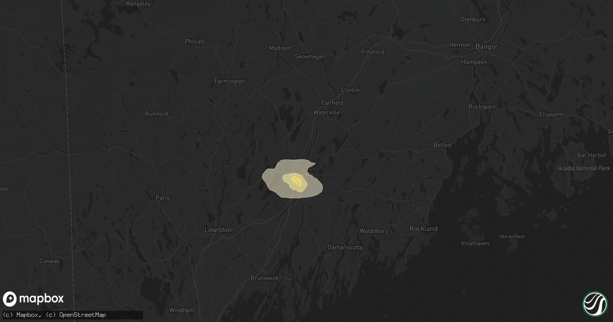Hail map in Augusta, ME on July 9, 2024