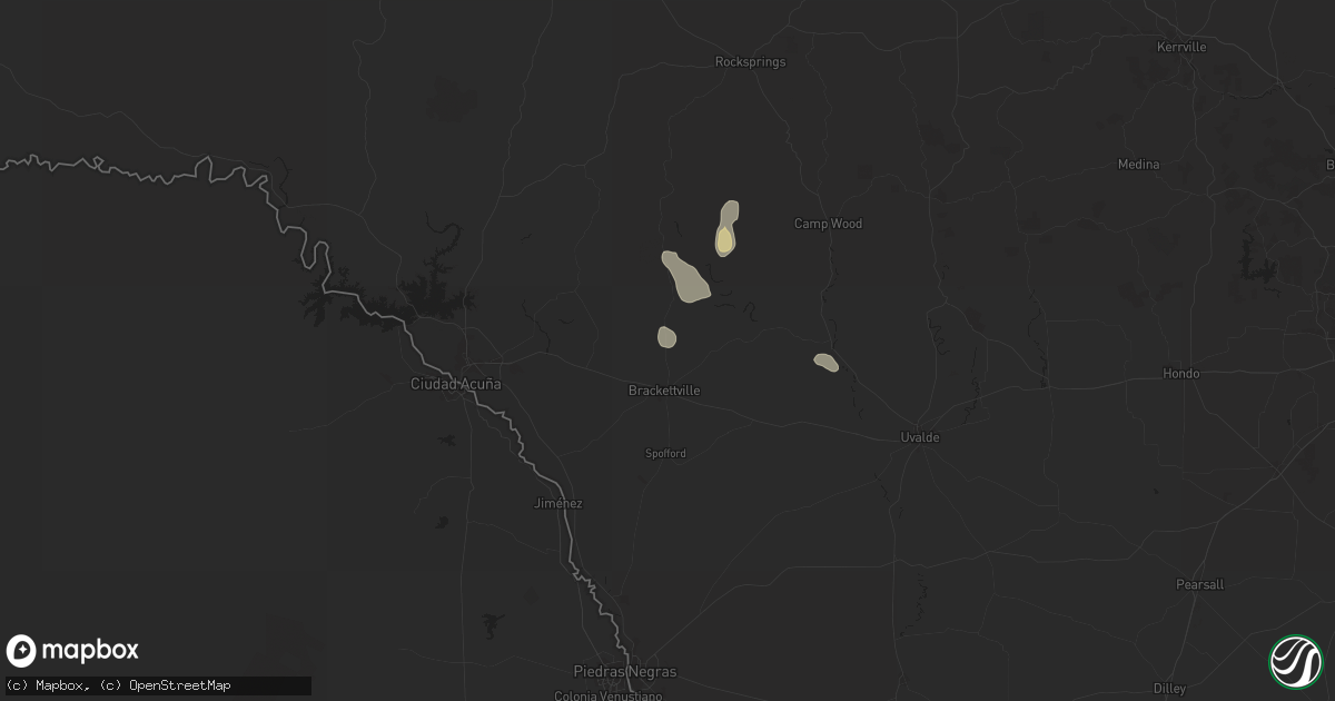 Hail map in Brackettville, TX on July 9, 2024