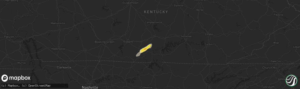 Hail map in Breeding, KY on July 9, 2024