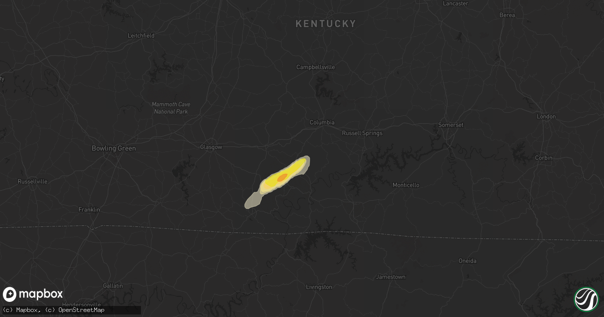 Hail map in Breeding, KY on July 9, 2024
