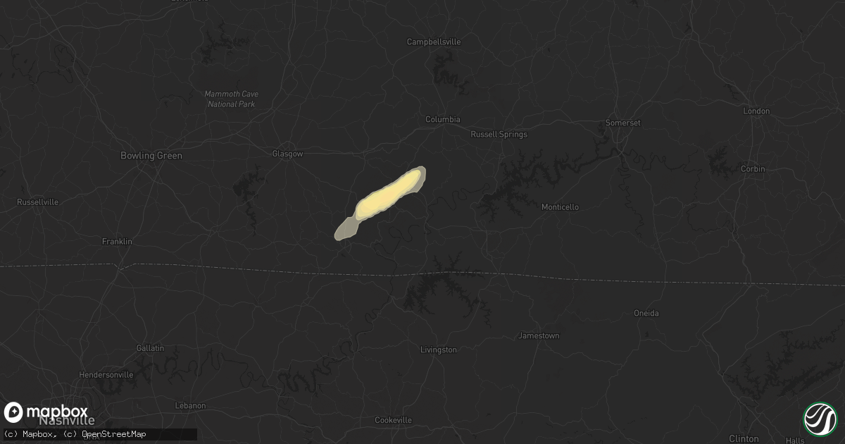 Hail map in Burkesville, KY on July 9, 2024