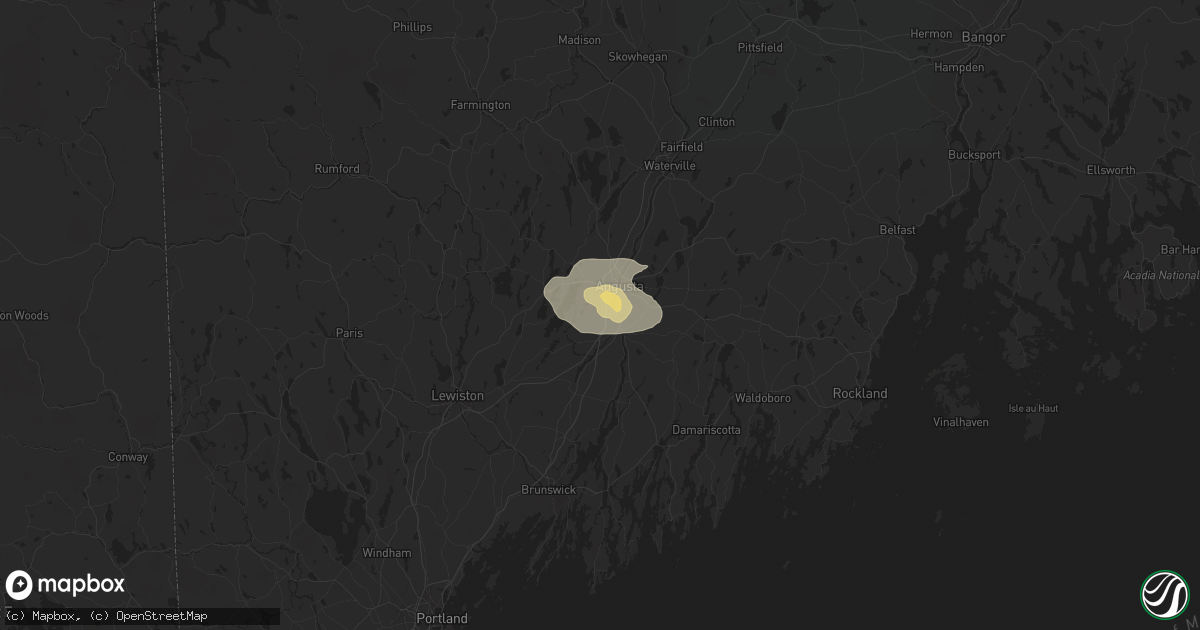 Hail map in Farmingdale, ME on July 9, 2024