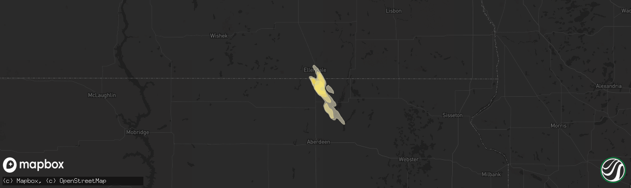 Hail map in Frederick, SD on July 9, 2024