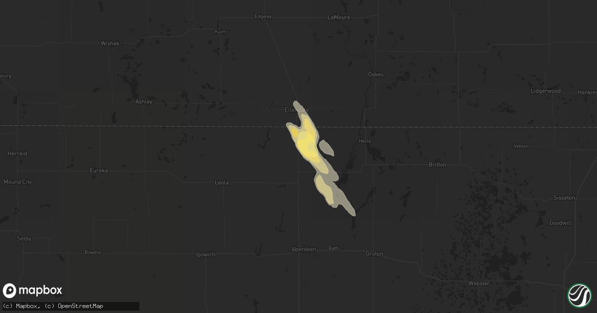 Hail map in Frederick, SD on July 9, 2024