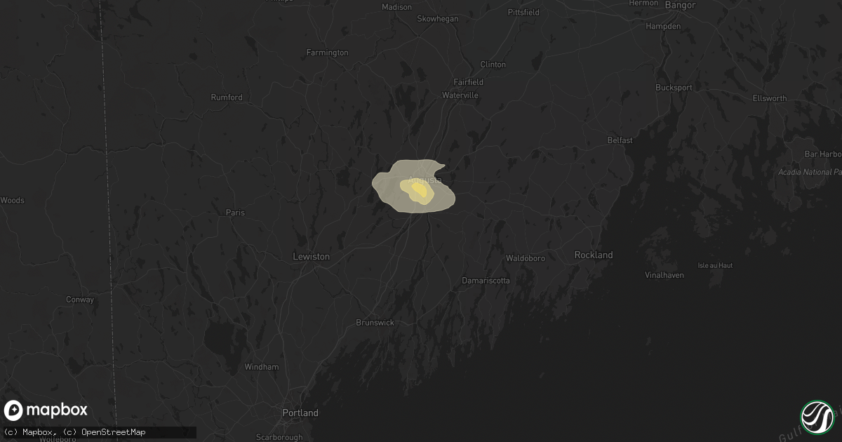 Hail map in Gardiner, ME on July 9, 2024