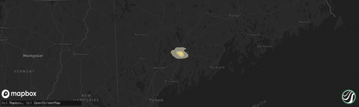 Hail map in Hallowell, ME on July 9, 2024