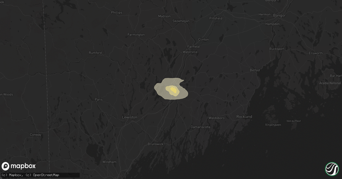 Hail map in Hallowell, ME on July 9, 2024