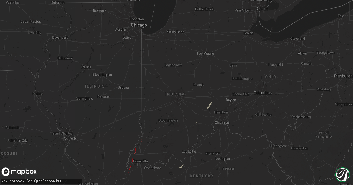 Hail map in Indiana on July 9, 2024