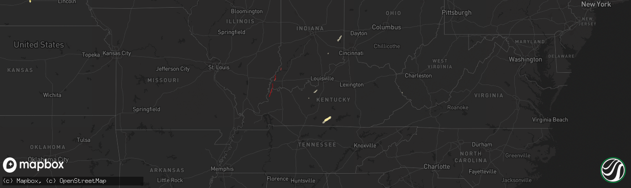 Hail map in Kentucky on July 9, 2024