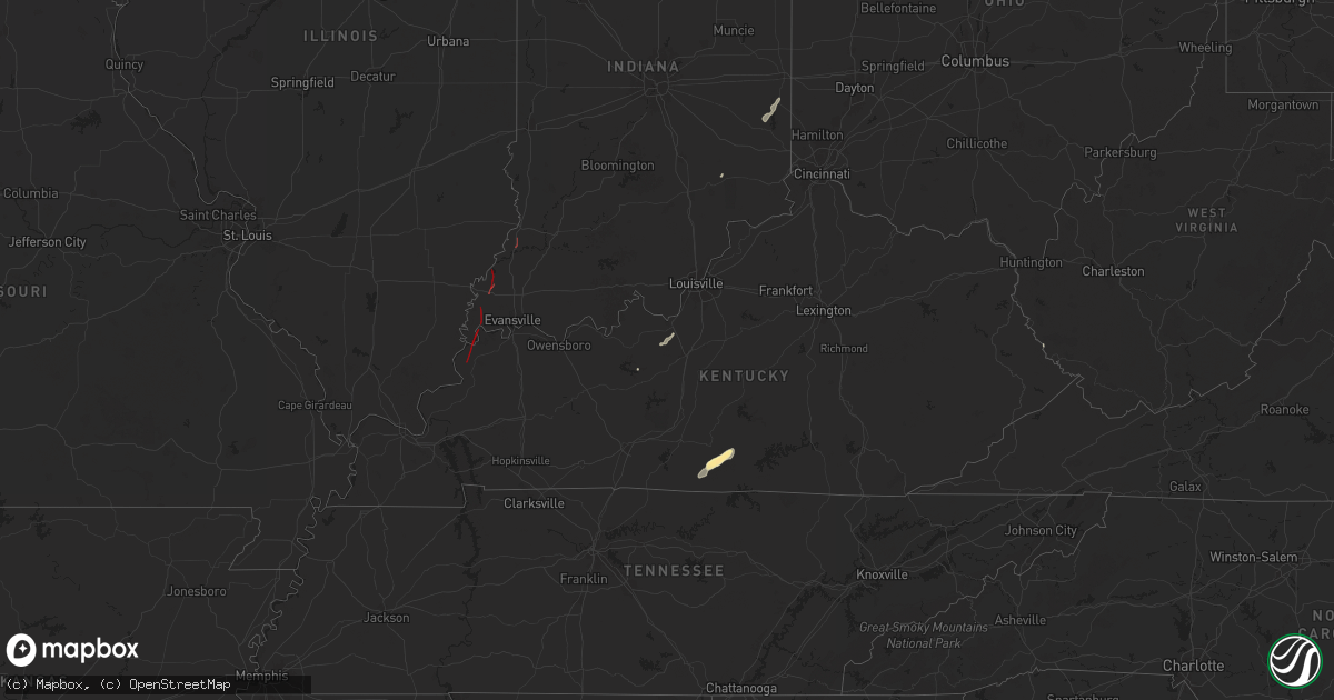 Hail map in Kentucky on July 9, 2024