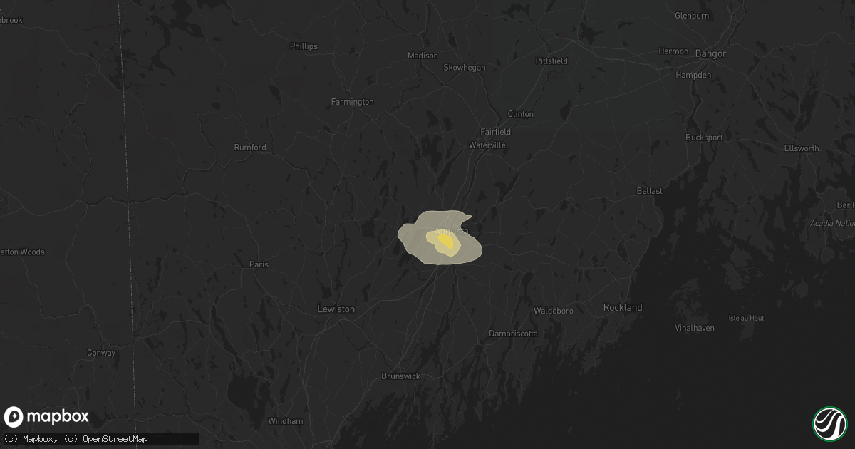 Hail map in Manchester, ME on July 9, 2024