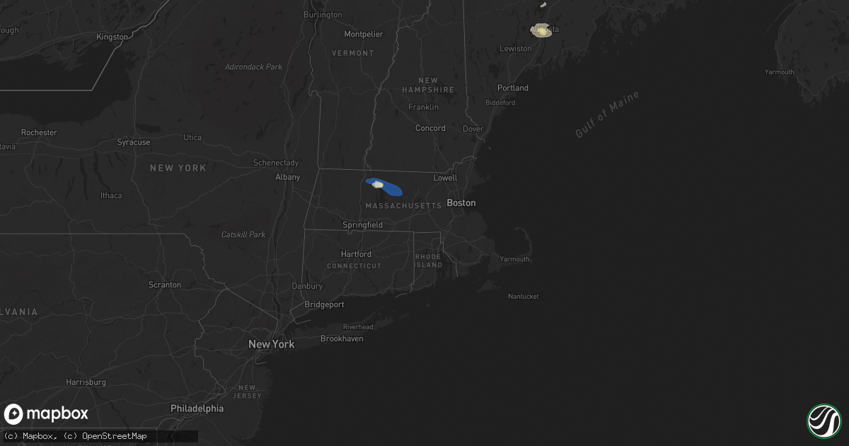 Hail map in Massachusetts on July 9, 2024