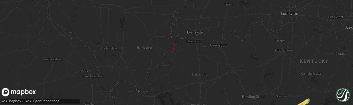 Hail map in Morganfield, KY on July 9, 2024